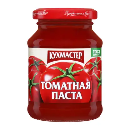Изображение товара Томатная паста Кухмастер 270 г натуральная густая бордово-красная