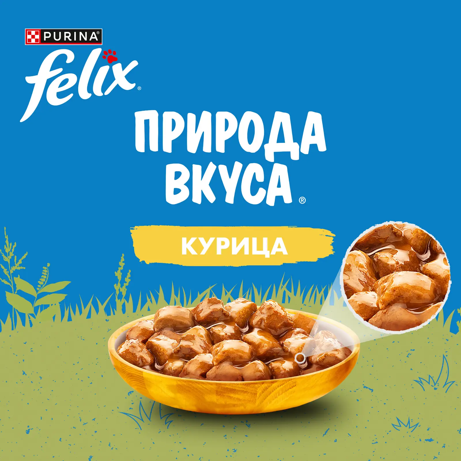 Влажный корм для кошек Felix Природа вкуса с курицей в соусе 75г