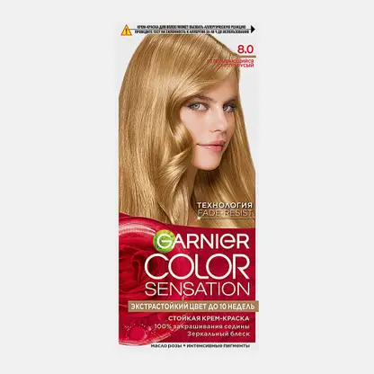 Стойкая крем-краска для волос Garnier Color Sensation Роскошь цвета оттенок 8.0 Переливающийся светло-русый 110мл