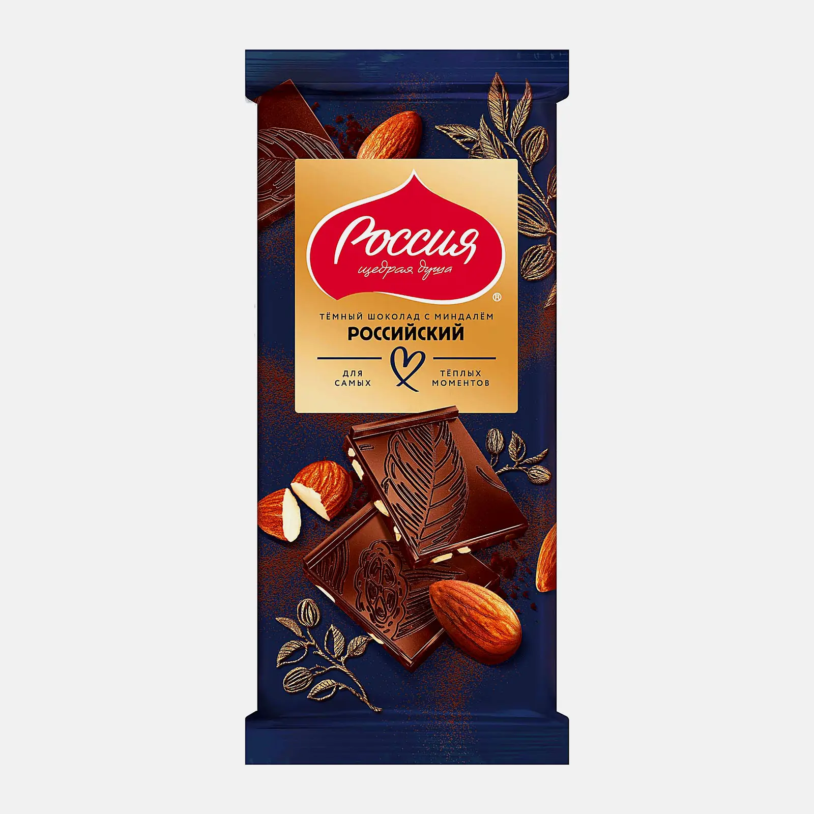 Изображение товара Темный шоколад с миндалем 40% Россия Щедрая Душа 75 г