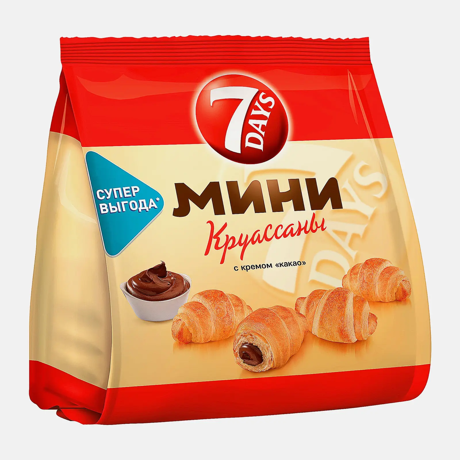 Изображение товара Мини круассан с кремом какао 7Days 265 г воздушное и вкусное лакомство