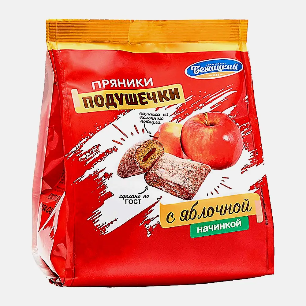 Изображение товара Пряники подушечки с яблочной начинкой Бежицкий 300г - ароматные и качественные