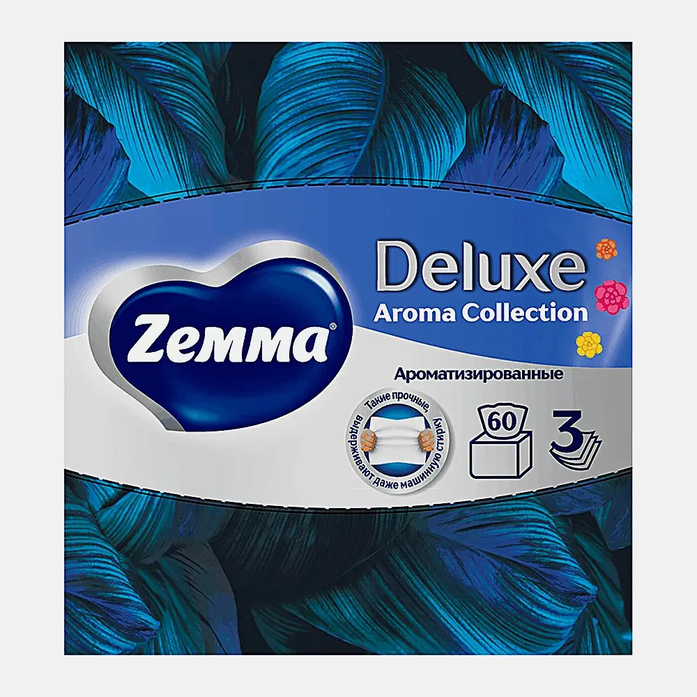 Салфетки бумажные в коробке Zewa Deluxe Арома Коллекция 3 слоя 60шт в ассортименте