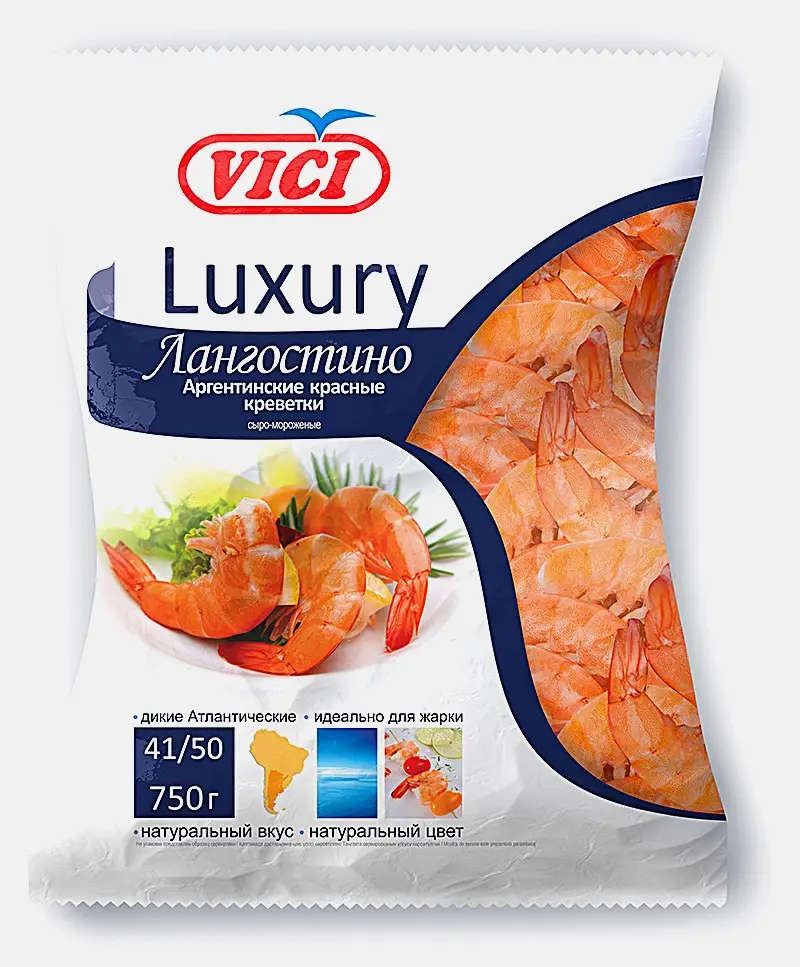 Креветки Vici Luxury аргентинские красные свежемороженые 750г Креветки Vici Luxury аргентинские красные свежемороженые 750г