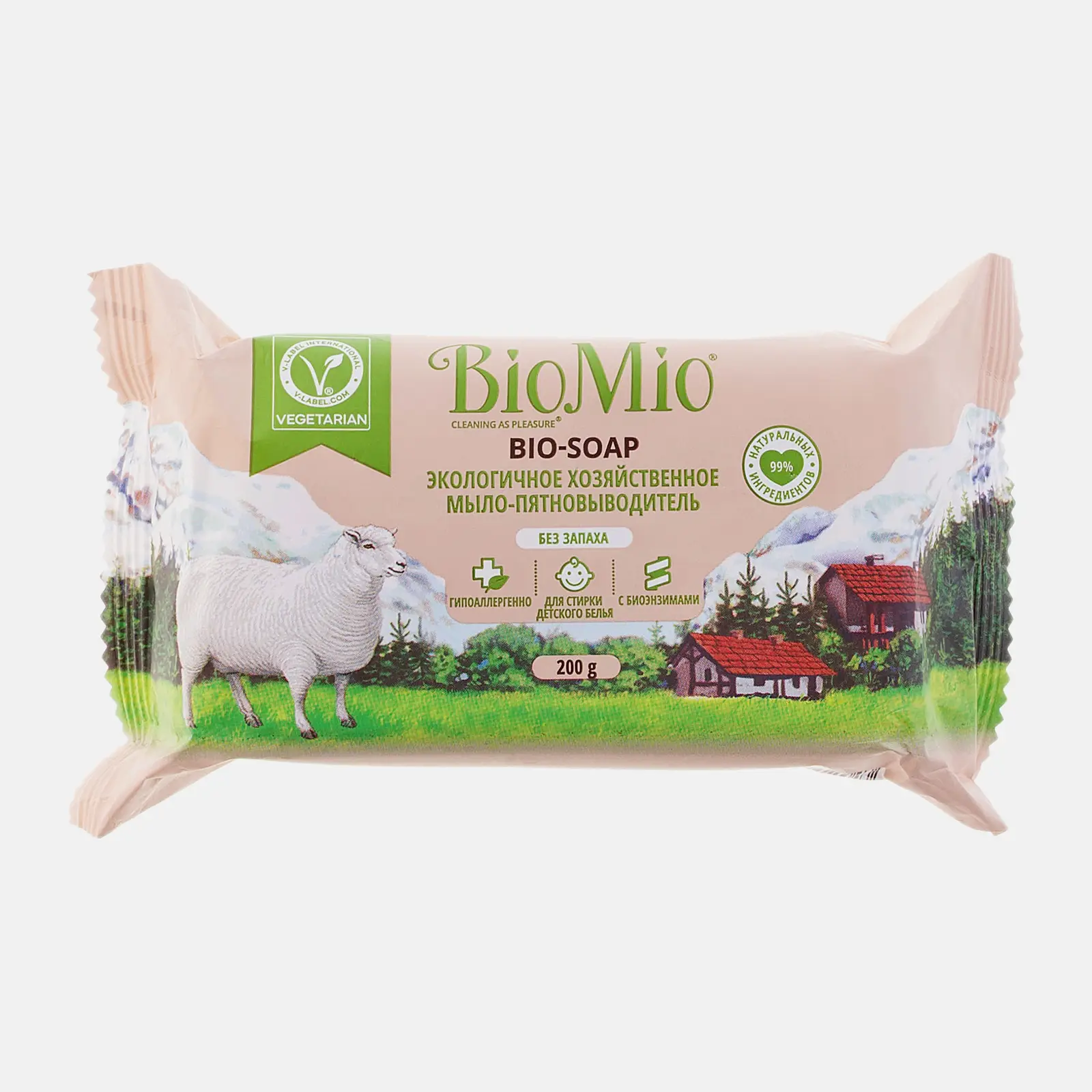 Мыло хозяйственное Biomio Bio-Soap экологическое без запаха пятновыводитель 200г