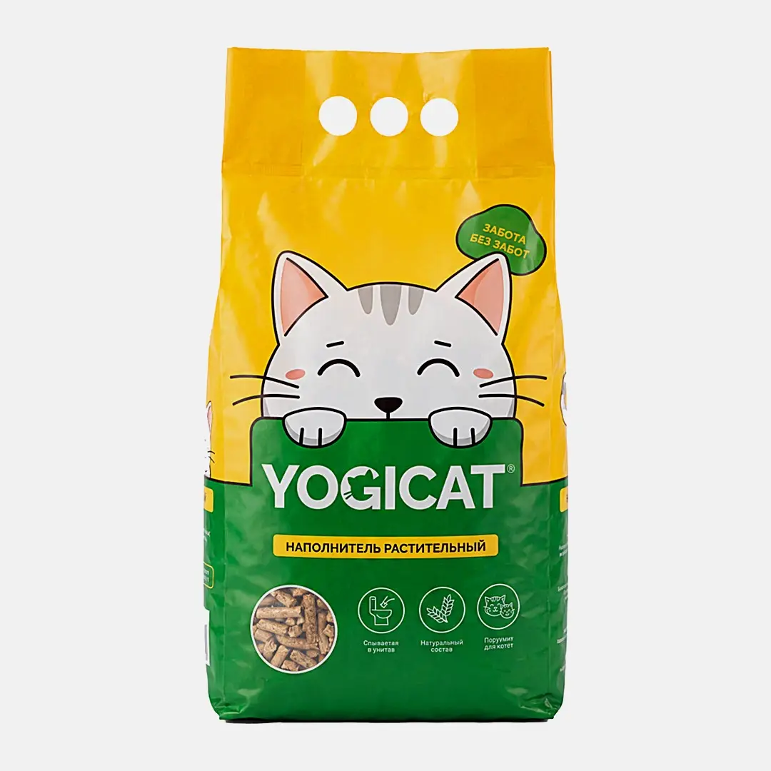 Наполнитель Yogicat растительный впитывающий для кошачьего туалета 7л