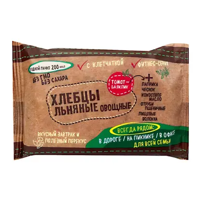 Изображение товара Хлебцы Льняные томат-базилик Zai Cracker 50г