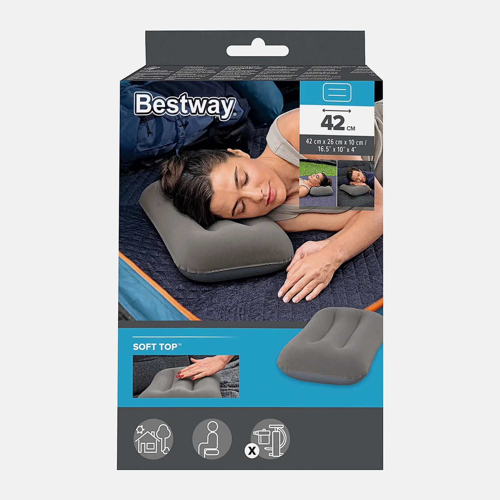 Надувная подушка флокированная 48*30см Bestway - фото 2