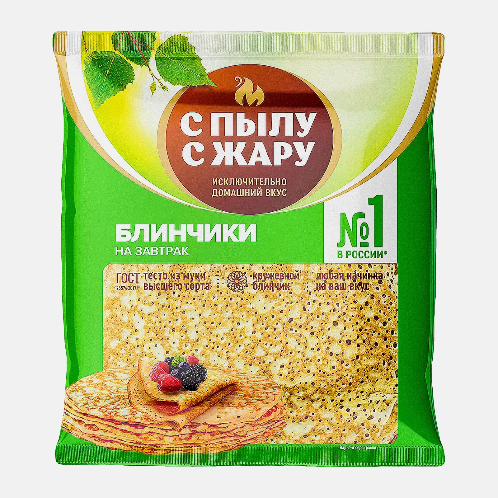 Изображение товара Блинчики С пылу с жару без начинки 360г мягкие и вкусные быстрого приготовления