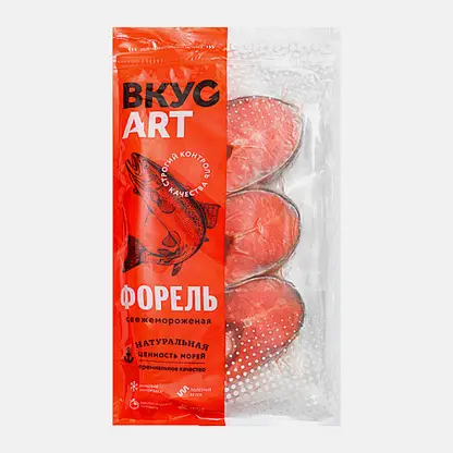Форель ВкусАрт стейк на коже без головы замороженная 500г