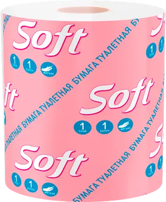 Изображение товара Туалетная бумага Soft белая 1 слой 1 рулон