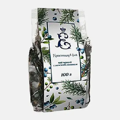Чёрный чай листовой с можжевельником Краснодарский 100г