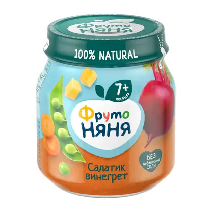 Изображение товара Пюре детское Салатик винегрет Фрутоняня 110г для детей с 7 месяцев натуральное