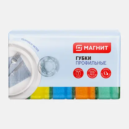 Губка для мытья посуды Магнит профильные 5шт
