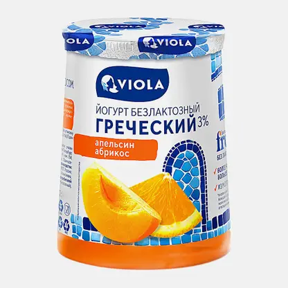 Йогурт греческий безлактозный апельсин и абрикос Виола 3% 140г