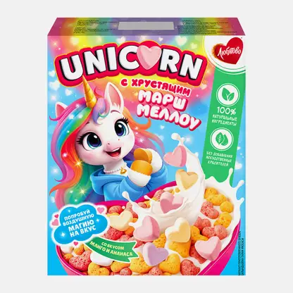 Готовый завтрак с хрустящим маршмеллоу со вкусом манго и ананаса Unicorn 160г