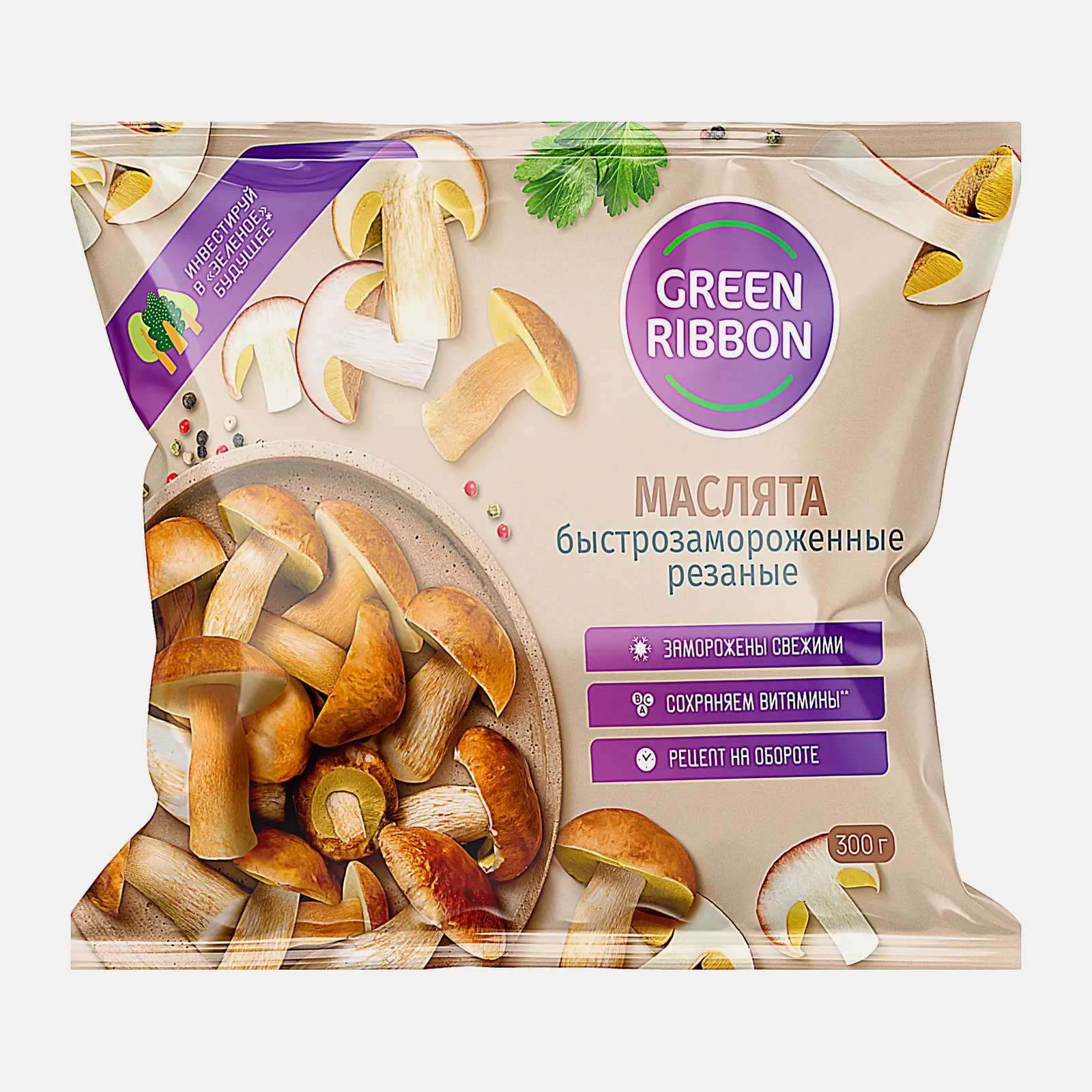 Грибы Green Ribbon Маслята резаные быстрозамороженные 300г