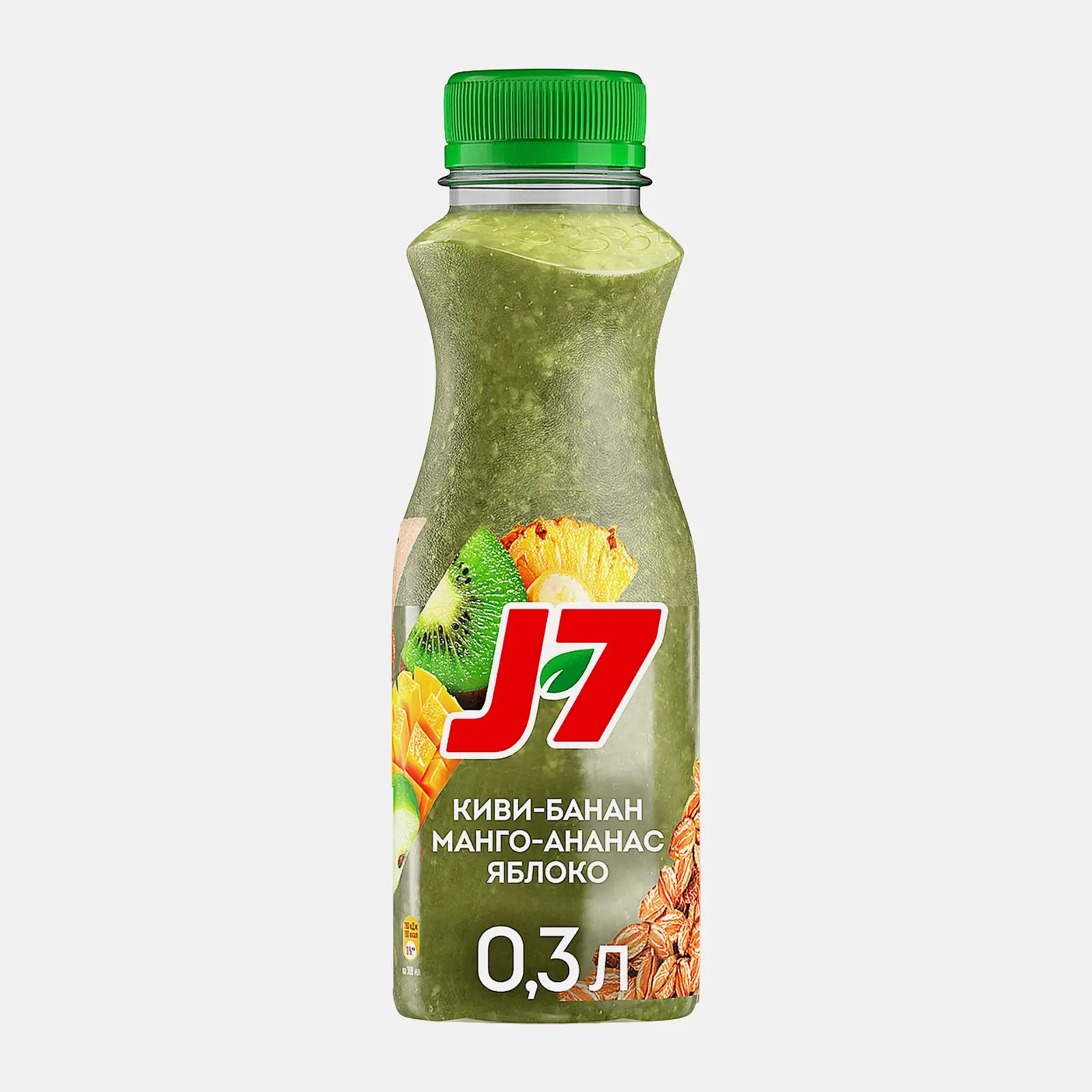 Изображение товара Смузи J7 Киви-ананас-яблоко-банан-манго 300мл натуральный фруктовый напиток