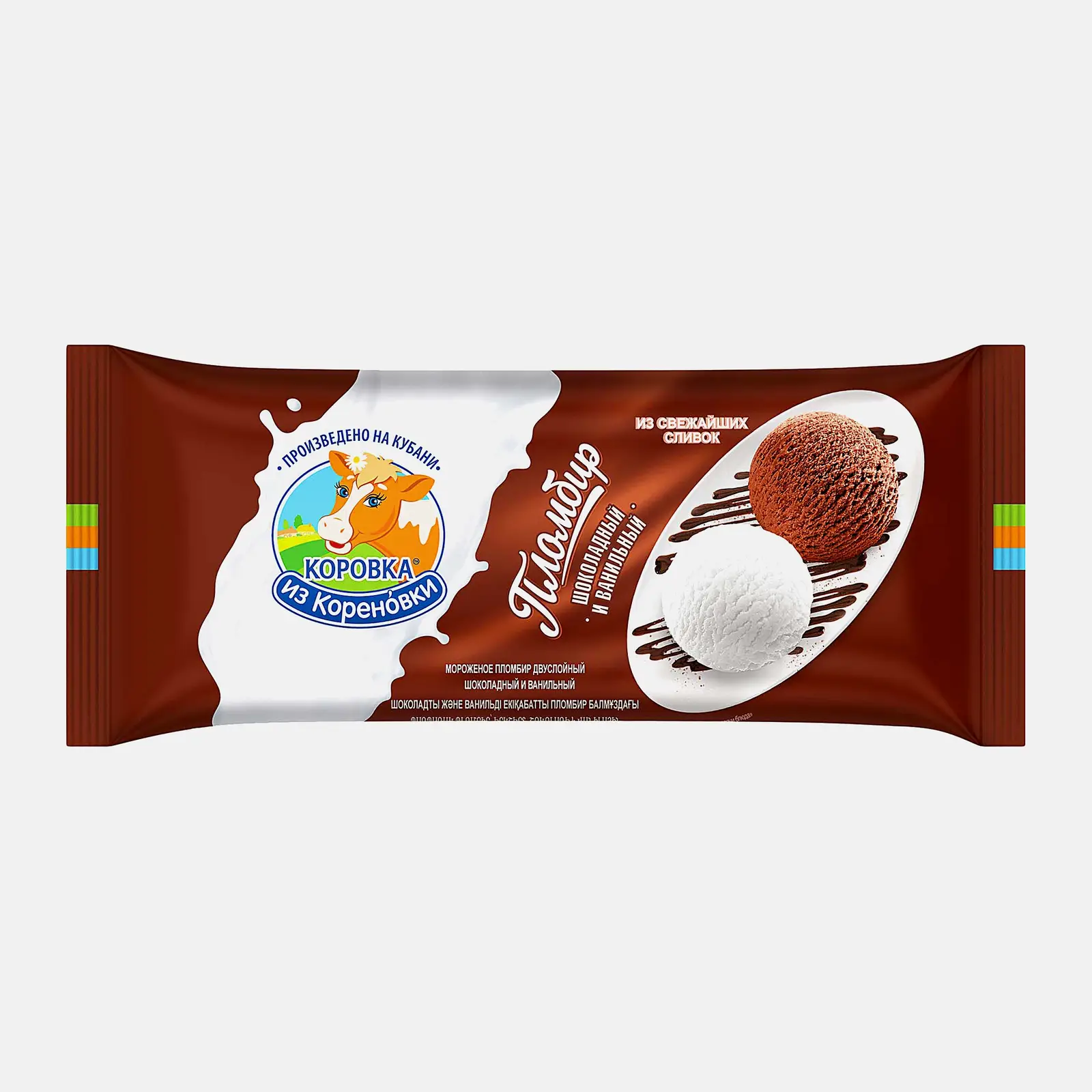 Изображение товара Мороженое Коровка из Кореновки Пломбир шоколадный и ванильный 400г
