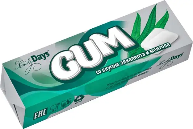 Изображение товара Жевательная резинка Lucky Days эвкалипт с ментолом 14г