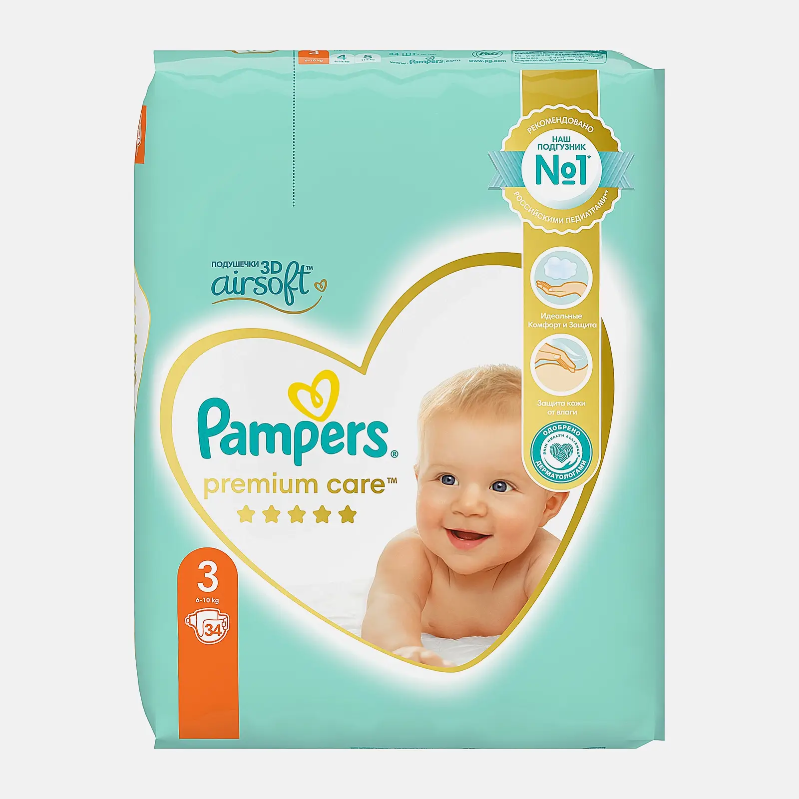 Изображение товара Подгузники Pampers Premium Care 3 Midi для детей 6-10 кг 34 шт