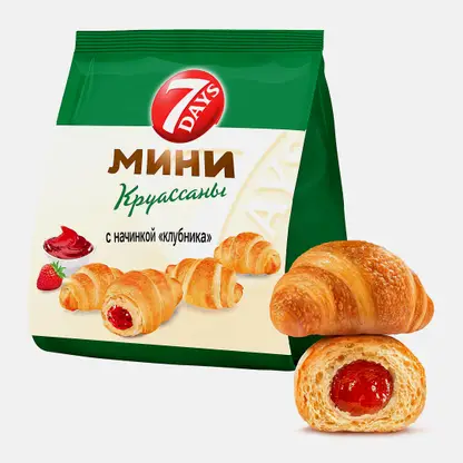 Мини-круассаны с начинкой Клубника 7Days 265г