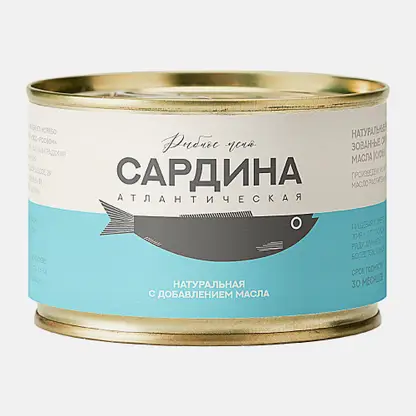 Сардина натуральная с добавлением масла Рыбное Меню 250г