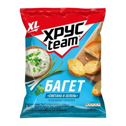 Изображение товара Сухарики Хрусteam Багет Сметана и зелень 100г