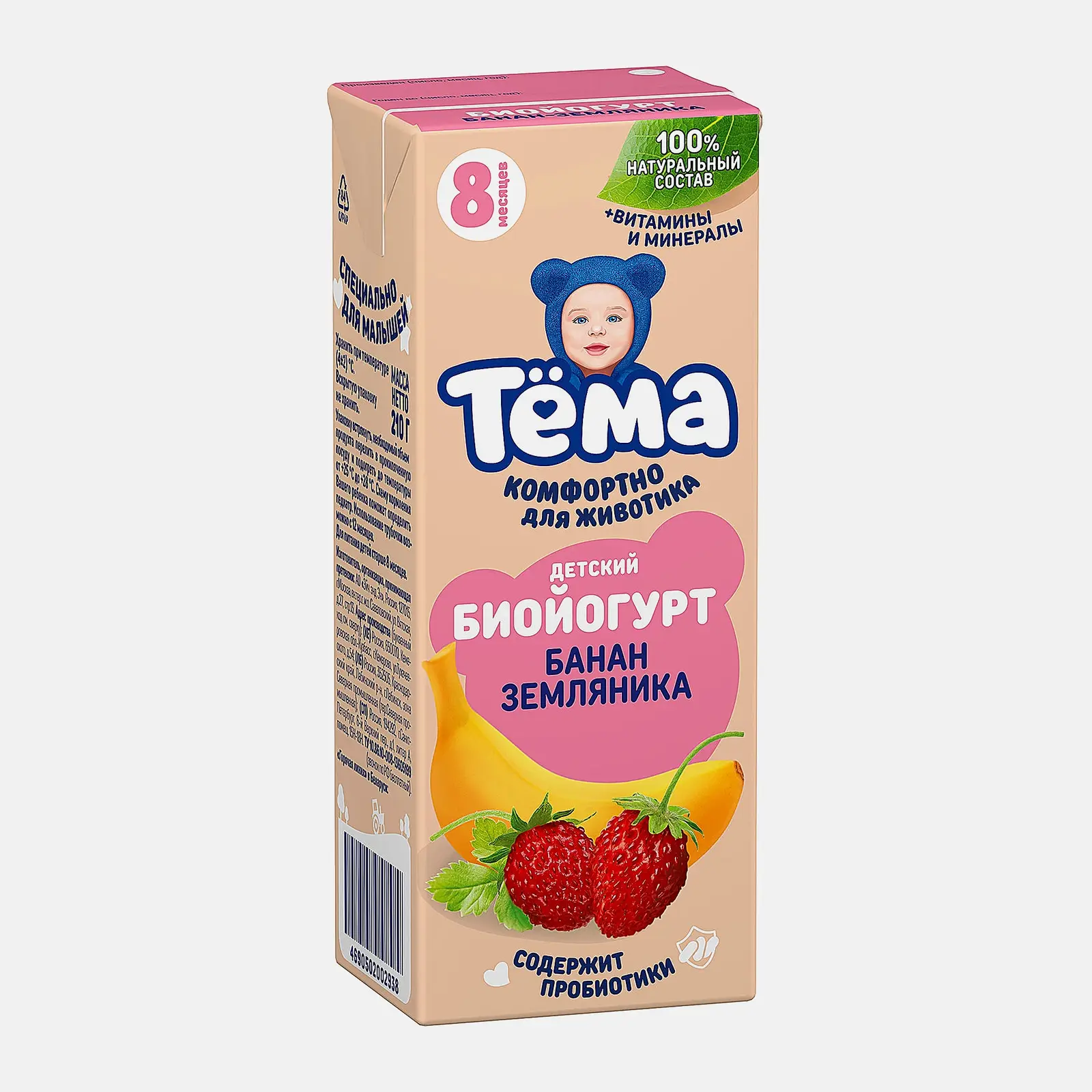 Биойогурт питьевой Тема Банан и земляника 2.8% 210г