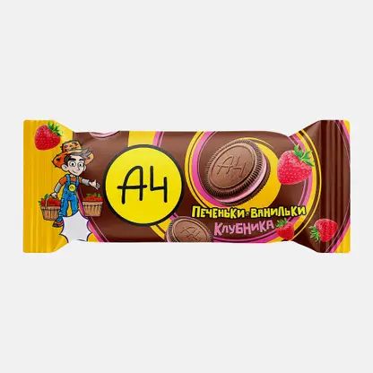Печенье сахарное с клубничным вкусом А4 50г