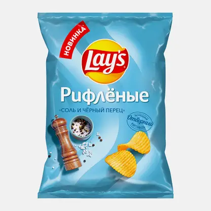 Чипсы рифленые Соль и черный перец Lays 70г