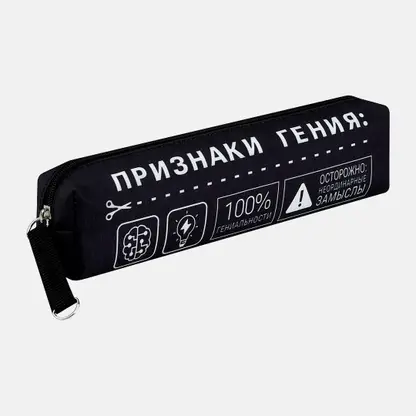 Пенал школьный 1 отделение 20*4*4.5см черный в ассортименте
