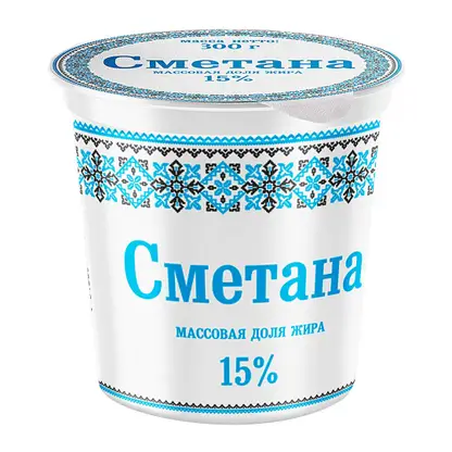 Изображение товара Сметана Славянские кружева 15% 300г
