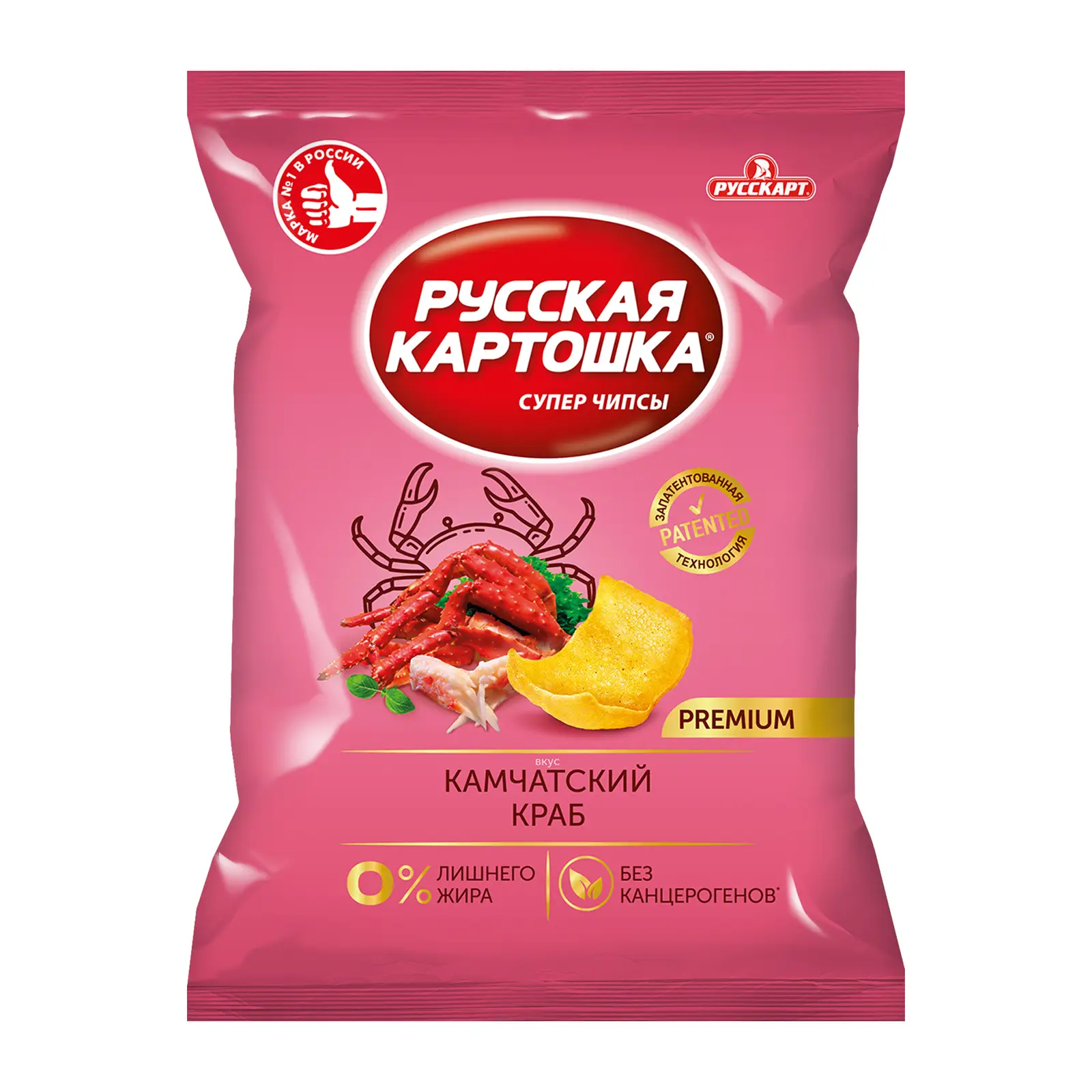 Изображение товара Картофельные чипсы с крабом Русская Картошка 140г пикантные и хрустящие