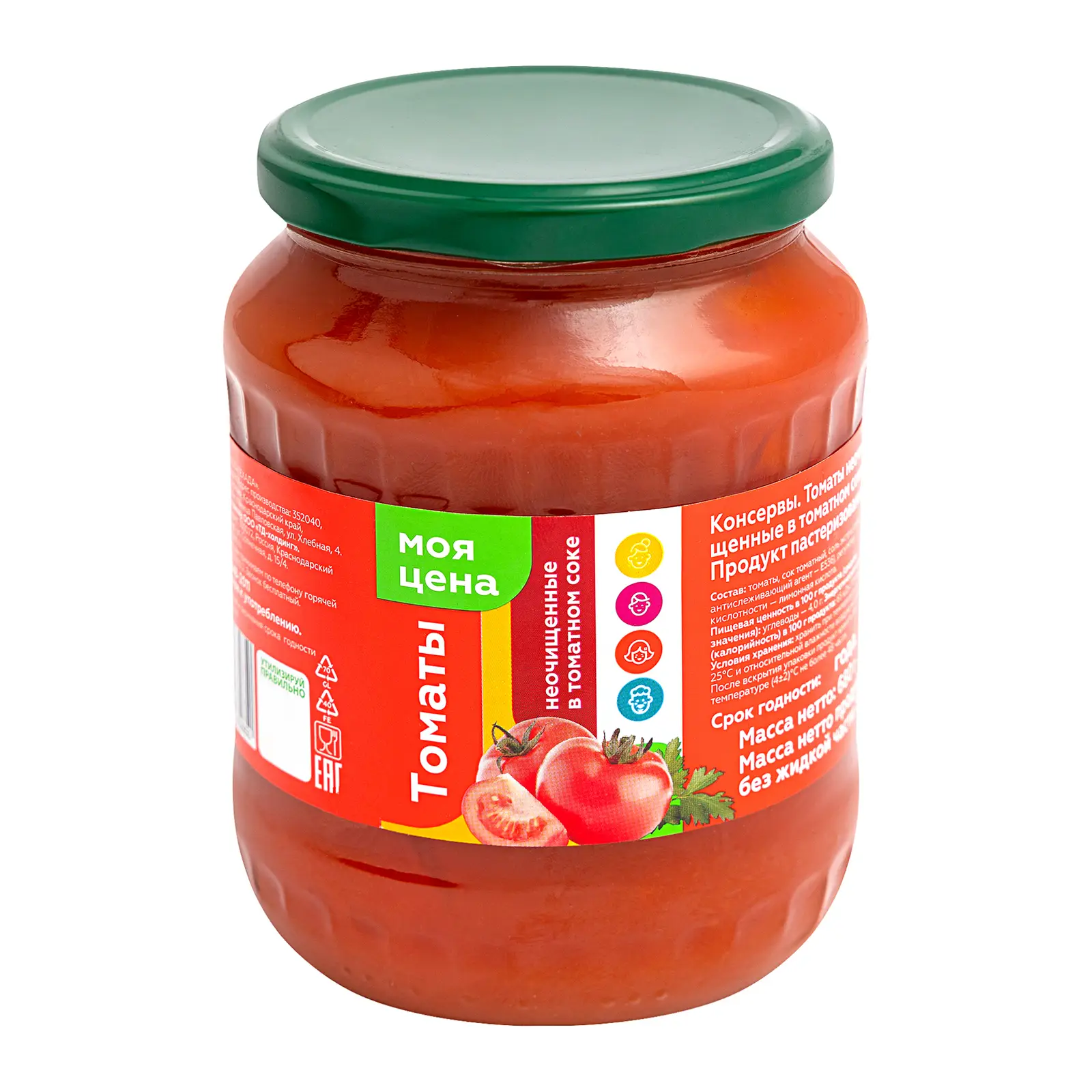 Изображение товара Томаты в томатном соке Моя цена 680г натуральный продукт