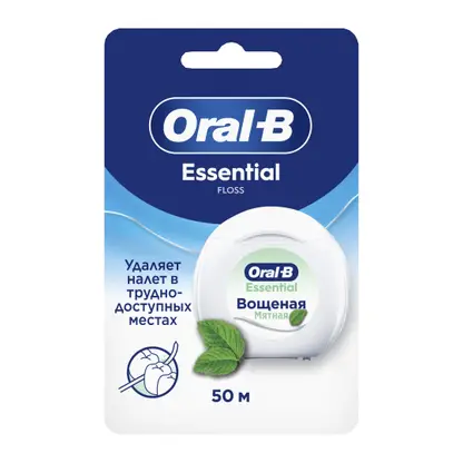 Изображение товара Зубная нить Oral-B Essential Floss вощеная мятная 50м