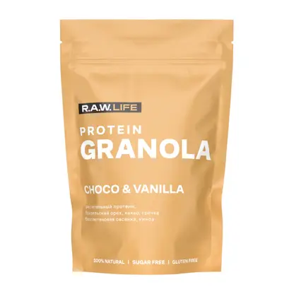 Изображение товара Гранола R.A.W. Life протеиновая шоколад-ваниль 220г без глютена