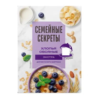 Изображение товара Хлопья овсяные Семейные секреты Экстра 400г - полезный завтрак