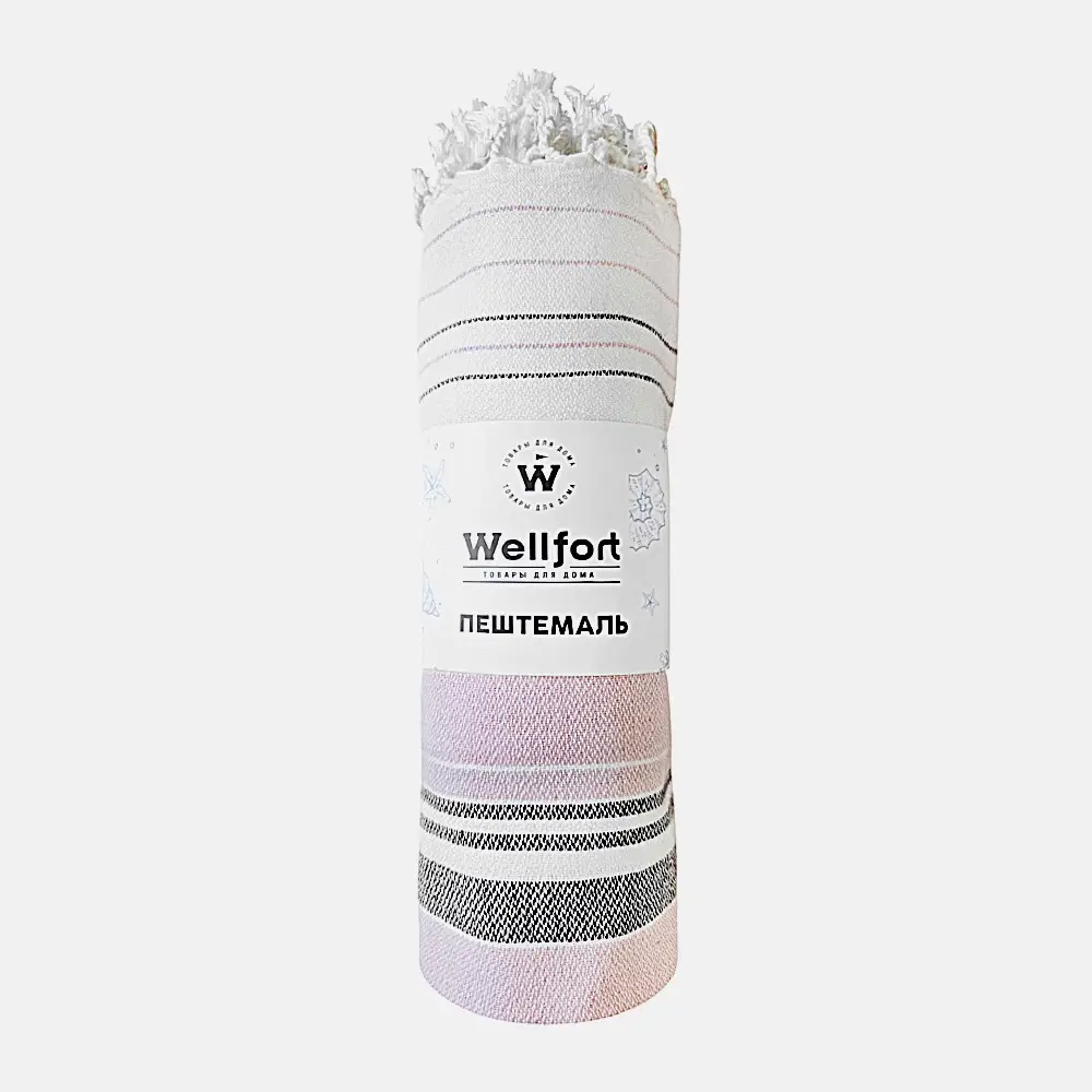 Пештемаль хлопковый в полоску Wellfort 95*140см розовый