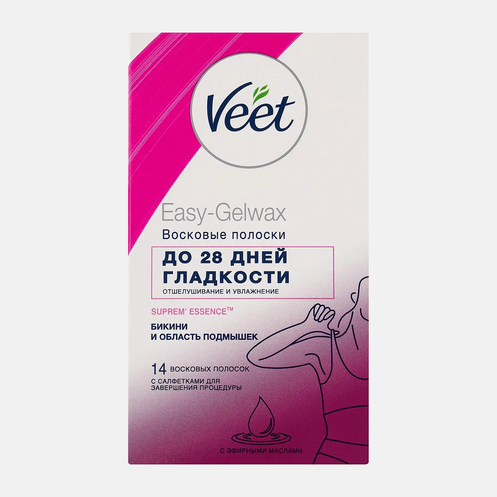 Полоски для депиляции Veet Suprem Essence восковые для бикини и подмышек 14шт