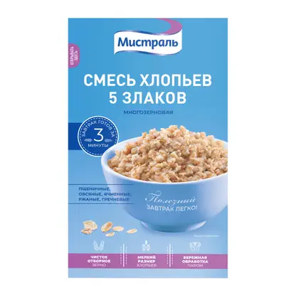 Изображение товара Хлопья Мистраль Смесь 5 злаков 400г