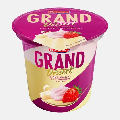 Пудинг молочный Grand Dessert Белый шоколад с клубничным муссом 6% 200г