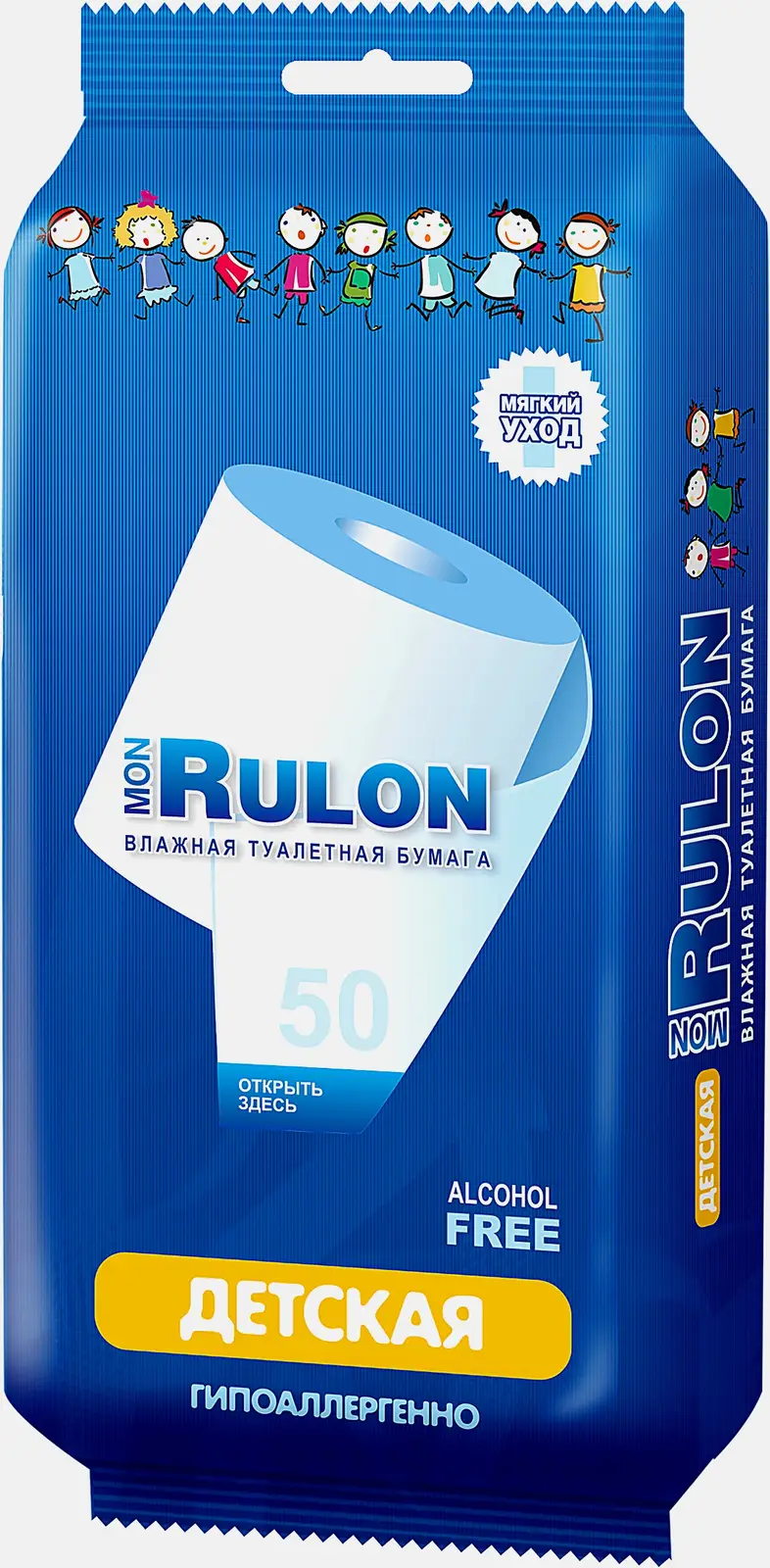Туалетная бумага Mon Rulon детская влажная 50 листов Туалетная бумага Mon Rulon детская влажная 50 листов