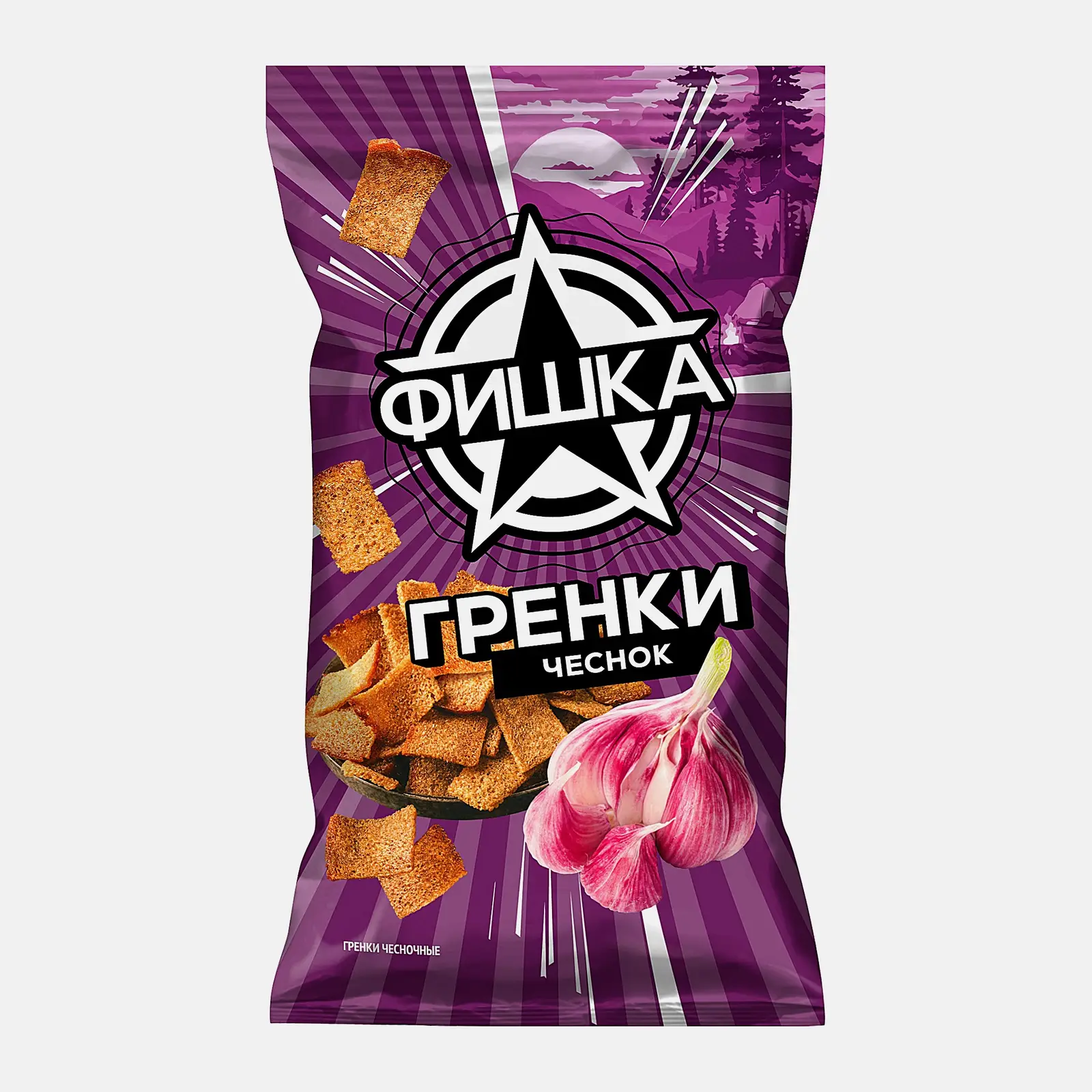 Изображение товара Гренки Fishka Чесночные 120г хрустящие снеки натуральные вкусные