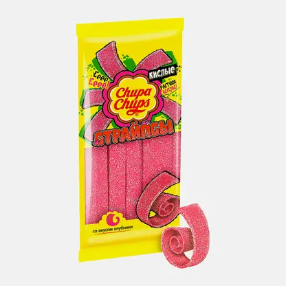 Мармелад Cтрайпсы со вкусом клубники Chupa-Chups 120г