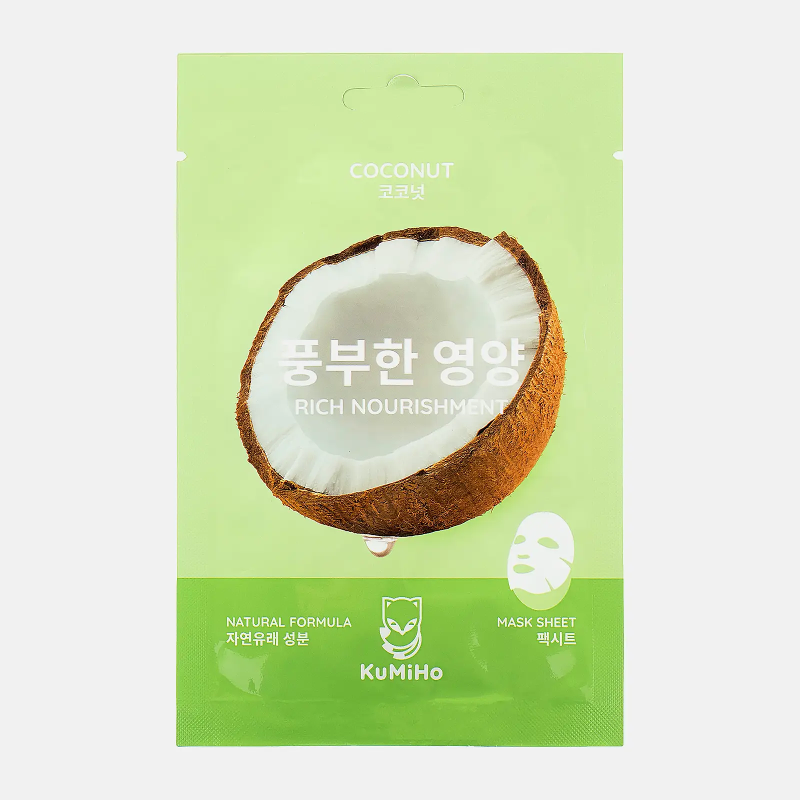 Маска для лица Kumiho тканевая с экстрактом кокоса 23мл