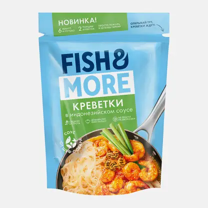 Креветка белоногая очищенная в индонезийском соусе свежемороженая Fish&More 400г