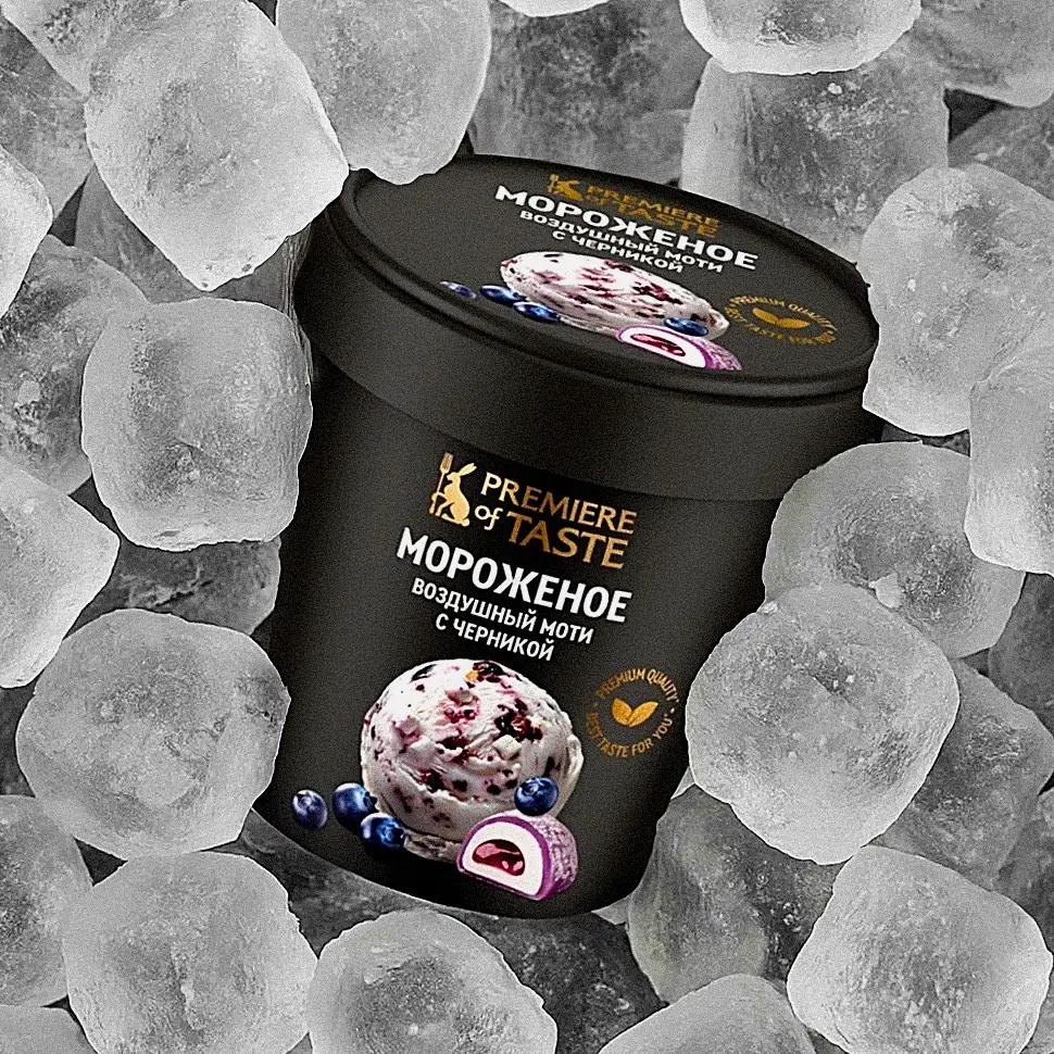 Мороженое Воздушный моти с черникой Premiere of taste 8% 360г
