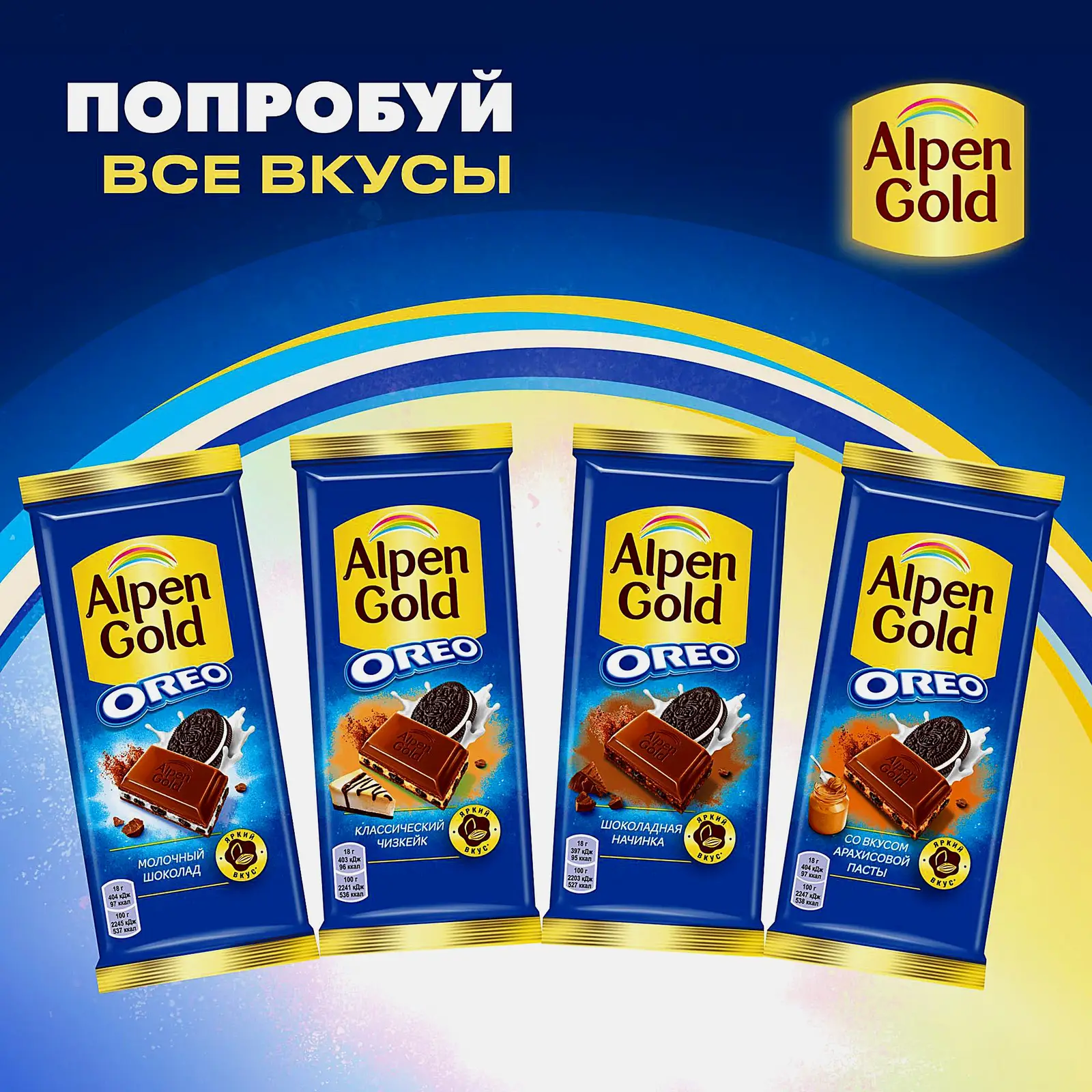 Шоколад молочный шоколадная начинка с кусочками Oreo Alpen Gold 85г - фото 7 Шоколад молочный шоколадная начинка с кусочками Oreo Alpen Gold 85г - фото 7