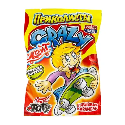 Изображение товара Взрывная карамель Crazy скейт с тату Канди клаб 1г в ассортименте